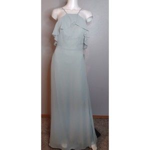 Birdy Grey Jules Dress Medium Sage Green Chiffon Bridesmaid Maxi Length NN